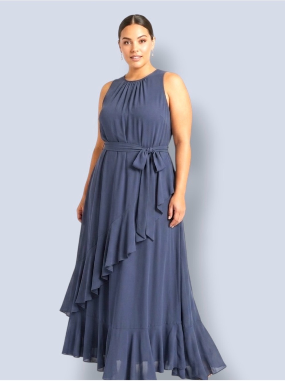 Alex Marie Navy Sleeveless Maxi Dress with Waist Tie